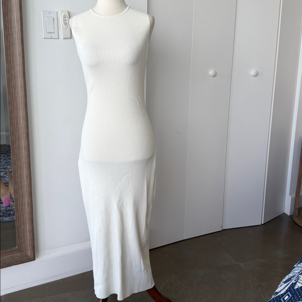 Line & Dot Cream Midi Dress - Picture 2 of 10